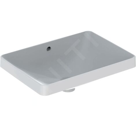 Geberit – Vasque à encastrer rectangulaire 55x40cm en grès fin – Sans trou de robinet – Trop-plein inclus – Design anguleux moderne