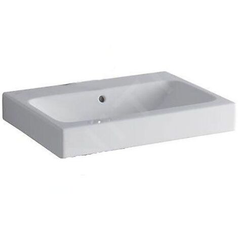 Geberit – Lavabo à encastrer 60x48,5cm blanc – Céramique anguleux sans trou de robinet – Avec trop-plein – Pour meuble sous vasque