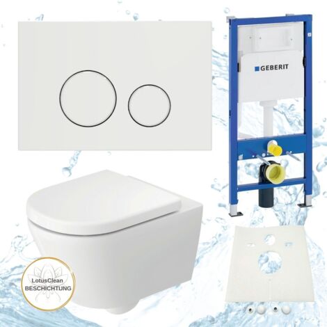 Geberit Vorwandelement Duravit D-Code WC spülrandlos Betätigungsplatte weiß Komplettset