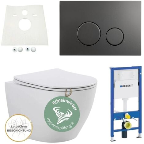 Geberit Vorwandelement RIVA WC spülrandlos R(h)einwirbel Spülung Drückerplatte grau Komplettset