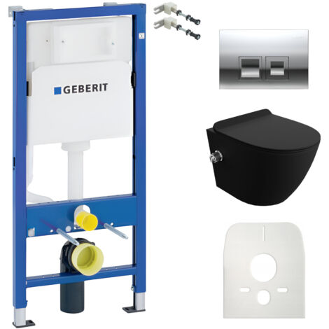 GEBERIT WC Set mit Vorwandelement, Wand-WC und Spülknopf