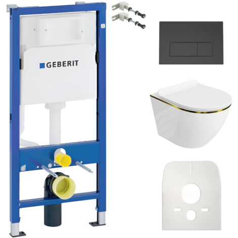GEBERIT WC Set mit Vorwandelement, Wand-WC und Spülknopf