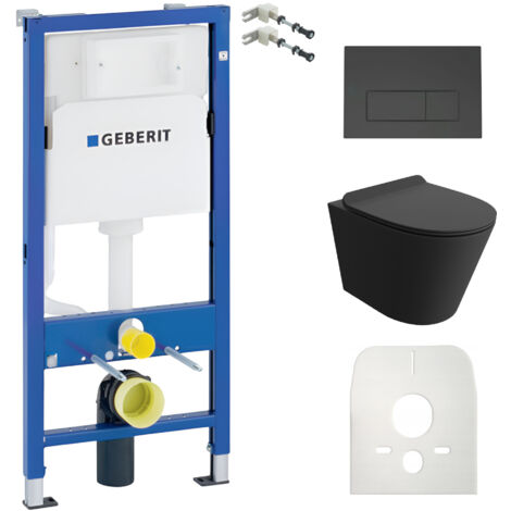 GEBERIT WC Set mit Vorwandelement, Wand-WC und Spülknopf