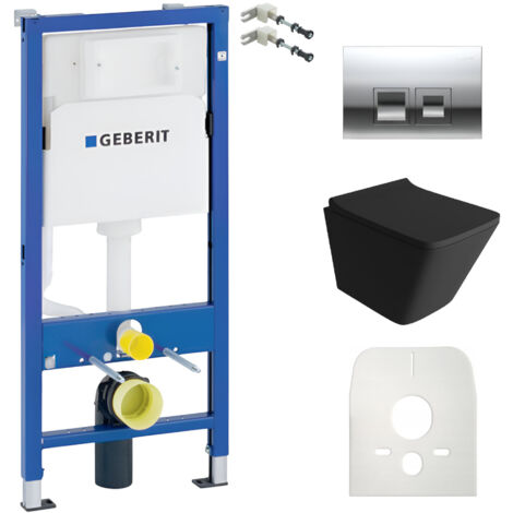 GEBERIT WC Set mit Vorwandelement, Wand-WC und Spülknopf