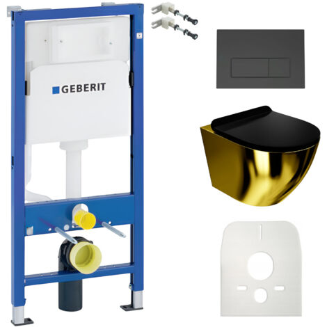 GEBERIT WC Set mit Vorwandelement, Wand-WC und Spülknopf