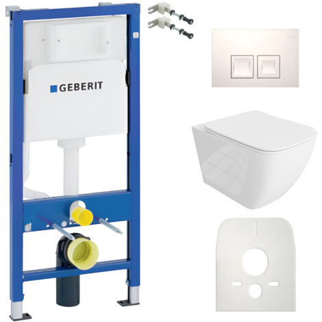 GEBERIT WC Set mit Vorwandelement, Wand-WC und Spülknopf