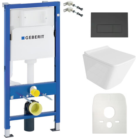 GEBERIT WC Set mit Vorwandelement, Wand-WC und Spülknopf