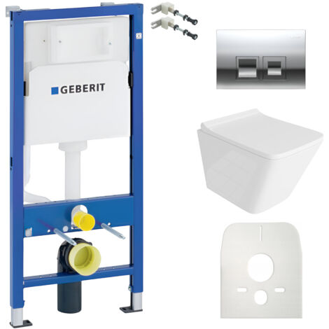 GEBERIT WC Set mit Vorwandelement, Wand-WC und Spülknopf