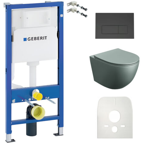 GEBERIT WC Set mit Vorwandelement, Wand-WC und Spülknopf