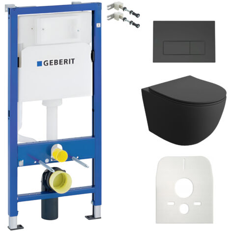 GEBERIT WC Set mit Vorwandelement, Wand-WC und Spülknopf