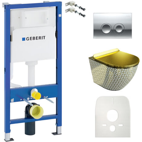GEBERIT WC Set mit Vorwandelement, Wand-WC und Spülknopf
