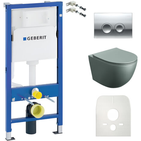 GEBERIT WC Set mit Vorwandelement, Wand-WC und Spülknopf