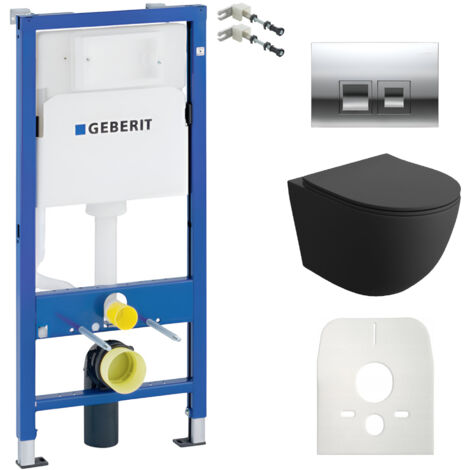 GEBERIT WC Set mit Vorwandelement, Wand-WC und Spülknopf