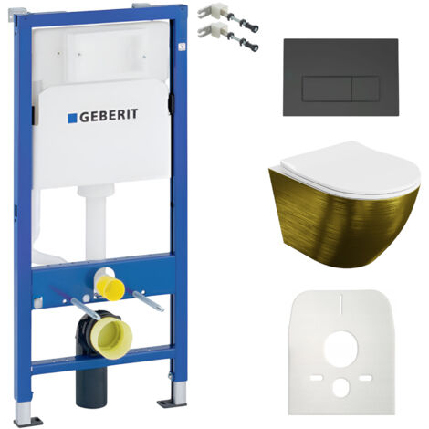GEBERIT WC Set mit Vorwandelement, Wand-WC und Spülknopf