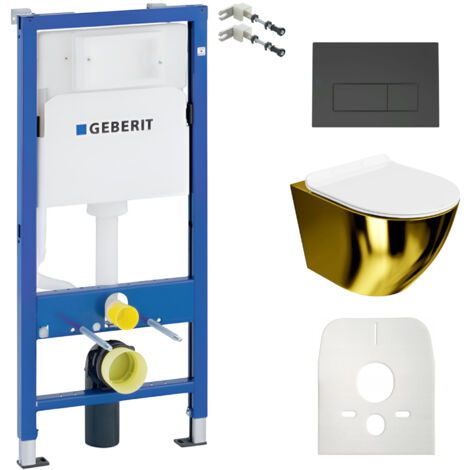 GEBERIT WC Set mit Vorwandelement, Wand-WC und Spülknopf