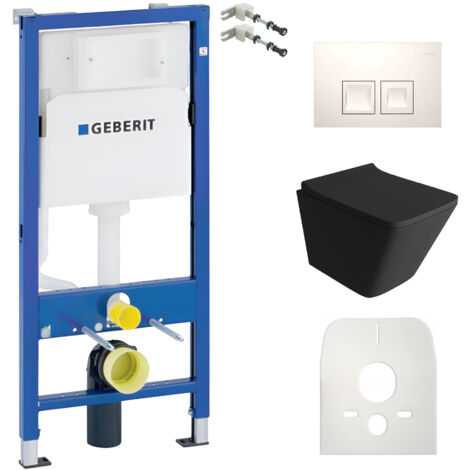 GEBERIT WC Set mit Vorwandelement, Wand-WC und Spülknopf