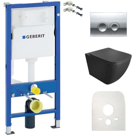 GEBERIT WC Set mit Vorwandelement, Wand-WC und Spülknopf