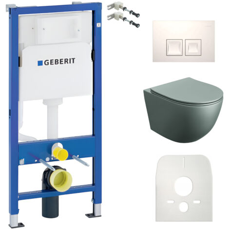 GEBERIT WC Set mit Vorwandelement, Wand-WC und Spülknopf
