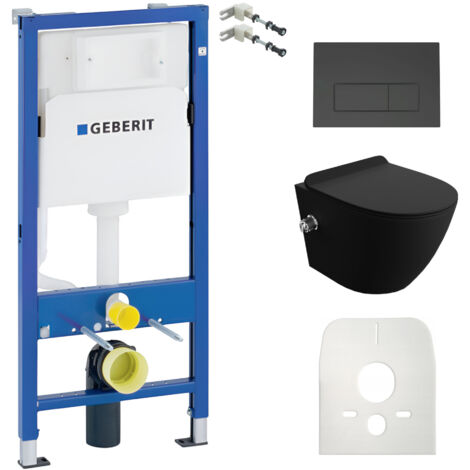 GEBERIT WC Set mit Vorwandelement, Wand-WC und Spülknopf