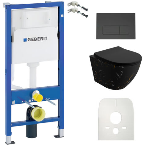 GEBERIT WC Set mit Vorwandelement, Wand-WC und Spülknopf