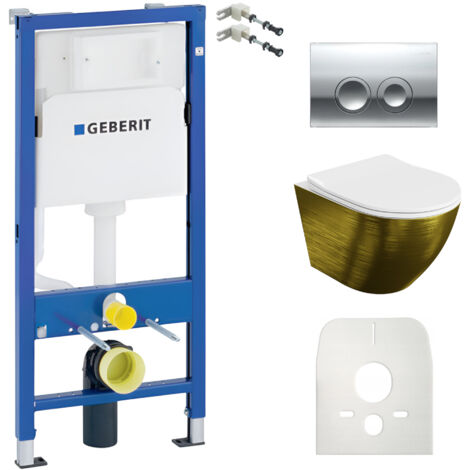 GEBERIT WC Set mit Vorwandelement, Wand-WC und Spülknopf