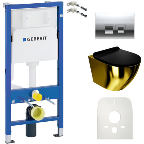 GEBERIT WC Set mit Vorwandelement, Wand-WC und Spülknopf