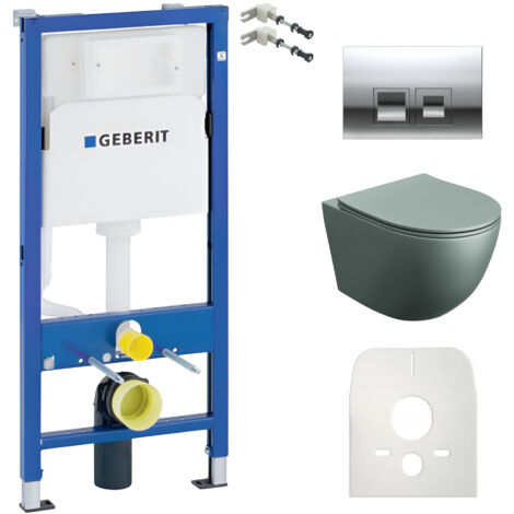 GEBERIT WC Set mit Vorwandelement, Wand-WC und Spülknopf