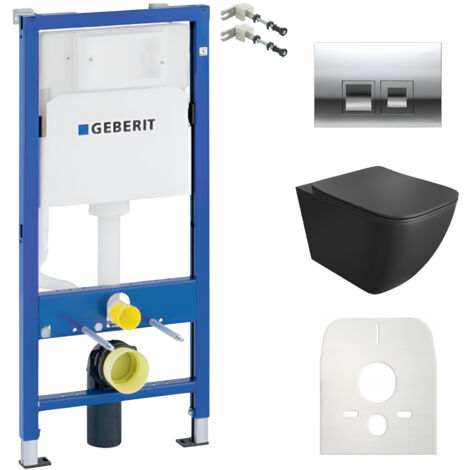 GEBERIT WC Set mit Vorwandelement, Wand-WC und Spülknopf