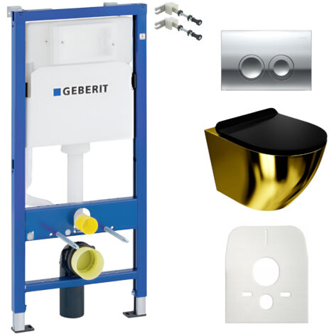 GEBERIT WC Set mit Vorwandelement, Wand-WC und Spülknopf