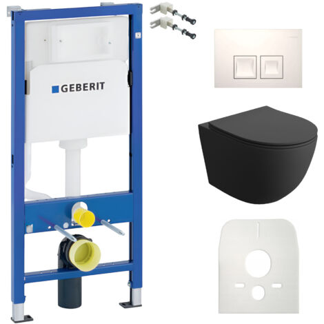GEBERIT WC Set mit Vorwandelement, Wand-WC und Spülknopf
