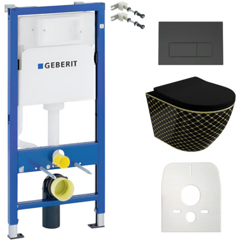 GEBERIT WC Set mit Vorwandelement, Wand-WC und Spülknopf