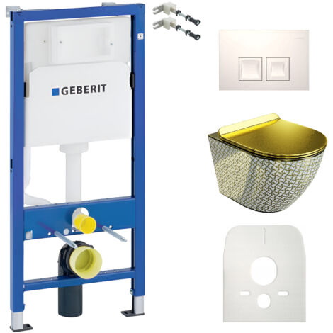 GEBERIT WC Set mit Vorwandelement, Wand-WC und Spülknopf
