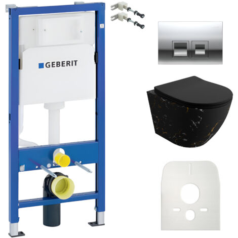GEBERIT WC Set mit Vorwandelement, Wand-WC und Spülknopf
