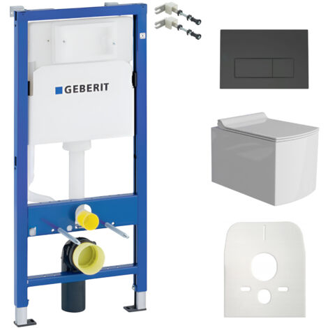 GEBERIT WC Set mit Vorwandelement, Wand-WC und Spülknopf