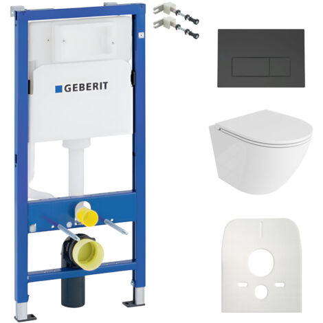 GEBERIT WC Set mit Vorwandelement, Wand-WC und Spülknopf