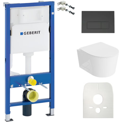 GEBERIT WC Set mit Vorwandelement, Wand-WC und Spülknopf