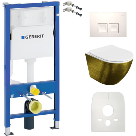 GEBERIT WC Set mit Vorwandelement, Wand-WC und Spülknopf