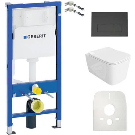 GEBERIT WC Set mit Vorwandelement, Wand-WC und Spülknopf