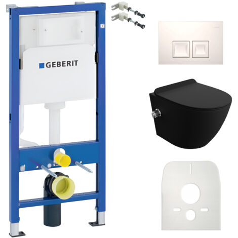 GEBERIT WC Set mit Vorwandelement, Wand-WC und Spülknopf