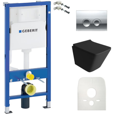 GEBERIT WC Set mit Vorwandelement, Wand-WC und Spülknopf