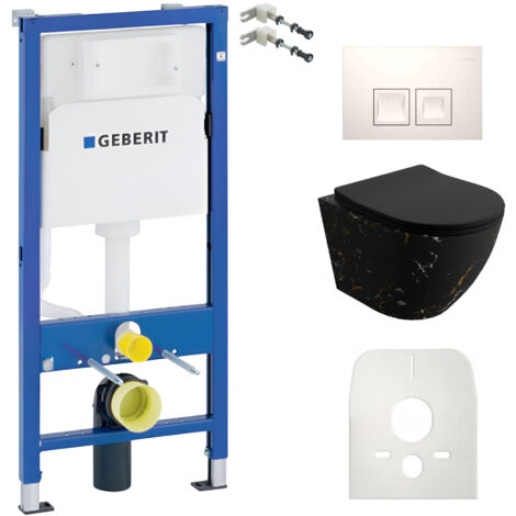 GEBERIT WC Set mit Vorwandelement, Wand-WC und Spülknopf