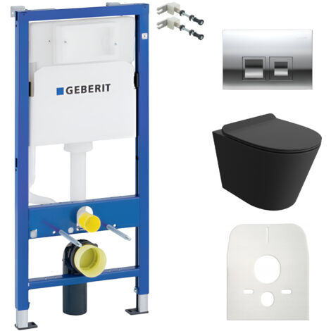 GEBERIT WC Set mit Vorwandelement, Wand-WC und Spülknopf