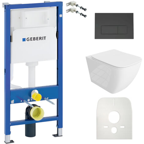 GEBERIT WC Set mit Vorwandelement, Wand-WC und Spülknopf