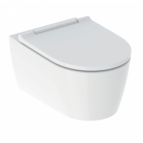 Geberit – WC suspendu TurboFlush avec cuvette sans bride – Hauteur réglable 41-45 cm – Céramique sanitaire – Traitement KeraTect pour nettoyage facile