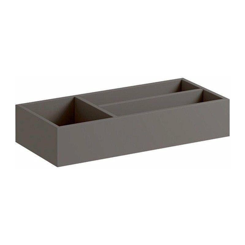 

Caja de almacenamiento Geberit Xeno², disposición en T: B : 32,3 cm, H : 6,2 cm, T : 15 cm, gris Scultura / Melamina estructurada con madera