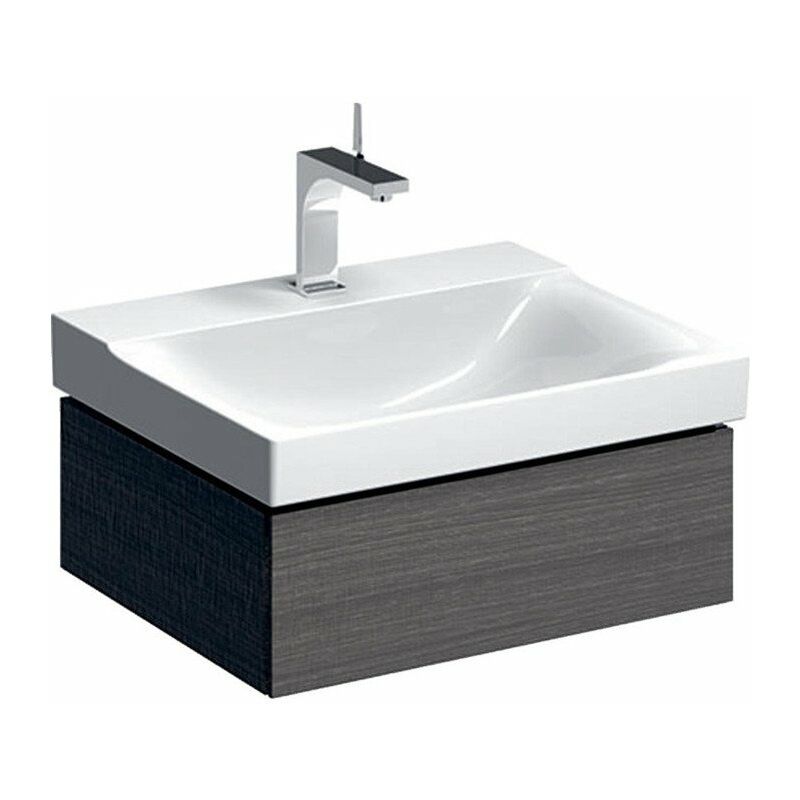 

Mueble bajo lavabo Geberit Xeno², con un cajón: Ancho 58cm, Alto 22cm, Fondo 46,2cm, Gris Scultura / Melamina estructurada madera