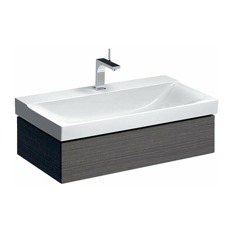 

Mueble bajo lavabo Geberit Xeno², con un cajón: Ancho 88cm, Alto 22cm, Fondo 46,2cm, Gris Scultura / Melamina estructurada madera