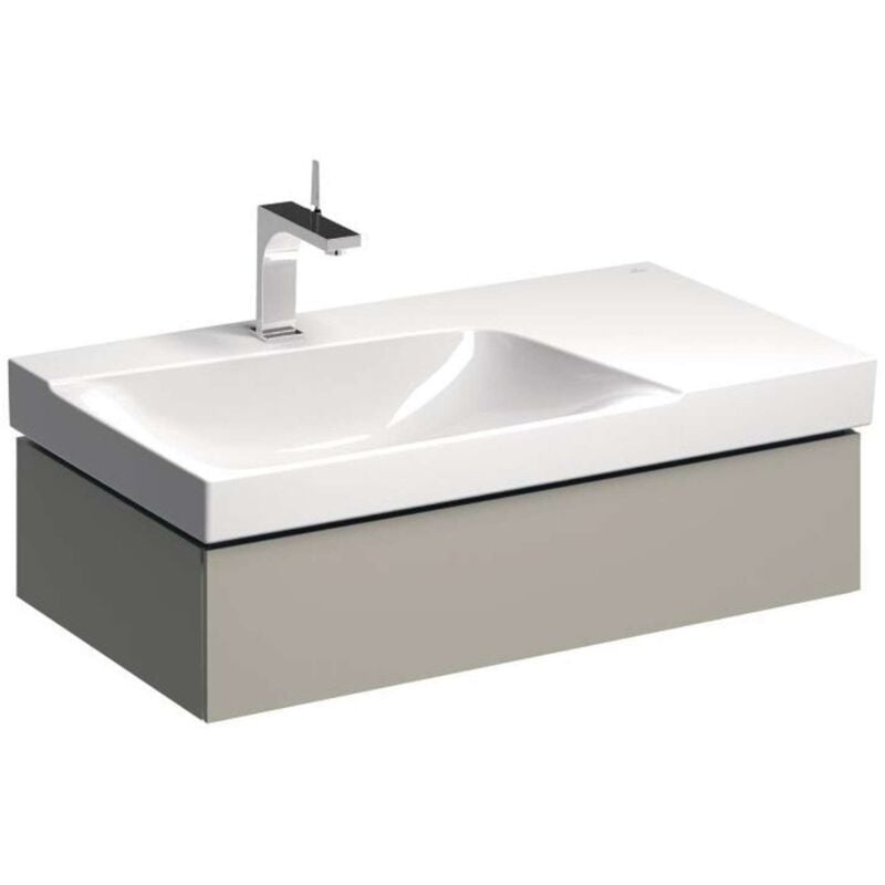 

Mueble bajo para lavabo Geberit Xeno² con estante, con un cajón: Ancho 88cm, Alto 22cm, Fondo 46,2cm, Lacado Greige / Matt, Ancho lavabo : 90cm
