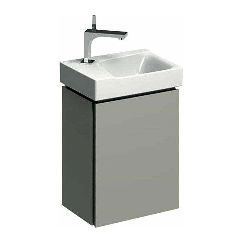 

Mueble bajo para lavabo Geberit Xeno², con una puerta: Ancho 38cm, Alto 52,5cm, Fondo 26,5cm, Lacado Greige / Matt