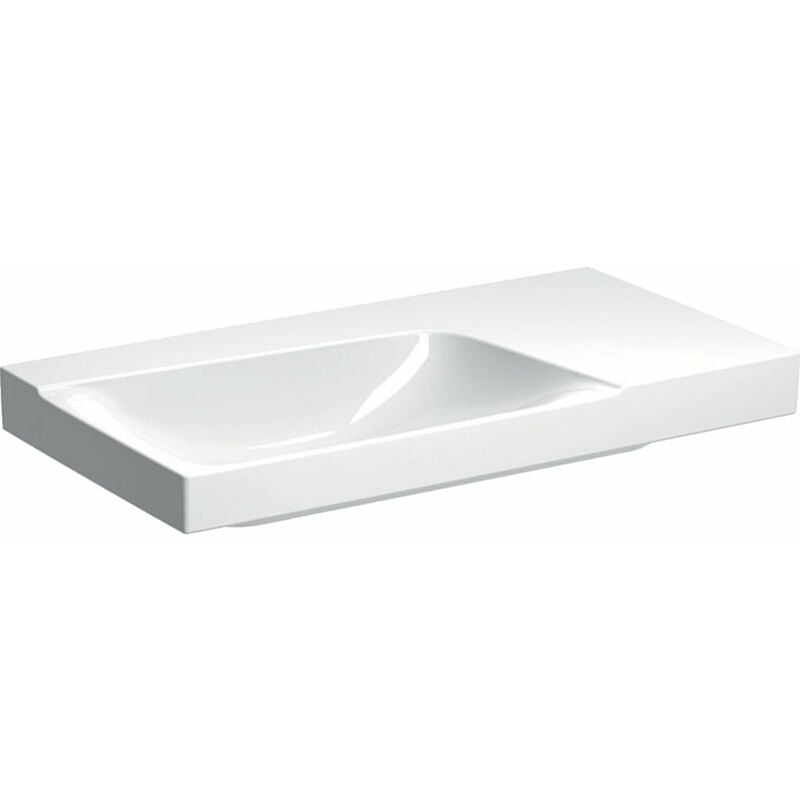 

Xeno 2 Lavabo, superficie de almacenaje derecha, sin agujero para grifo, sin rebosadero, 90x48 cm blanco con KeraTect, 500534011 - 500.534.01.1